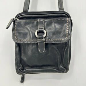 Women's Fossil Square Leather Crossbody Black Purse